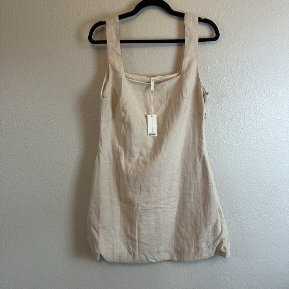 NWT Rylee + Cru Womens Kala Mini Dress Medium Linen Pockets Minimalist Beach - Picture 2 of 7